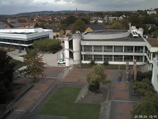 Foto der Webcam: Verwaltungsgebäude, Innenhof mit Audimax, Hörsaal-Gebäude 1