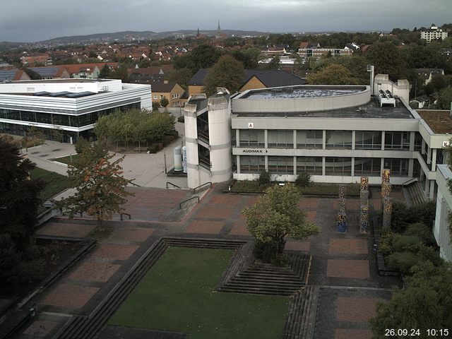 Foto der Webcam: Verwaltungsgebäude, Innenhof mit Audimax, Hörsaal-Gebäude 1