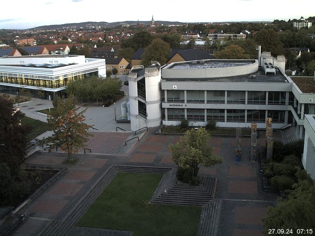 Foto der Webcam: Verwaltungsgebäude, Innenhof mit Audimax, Hörsaal-Gebäude 1