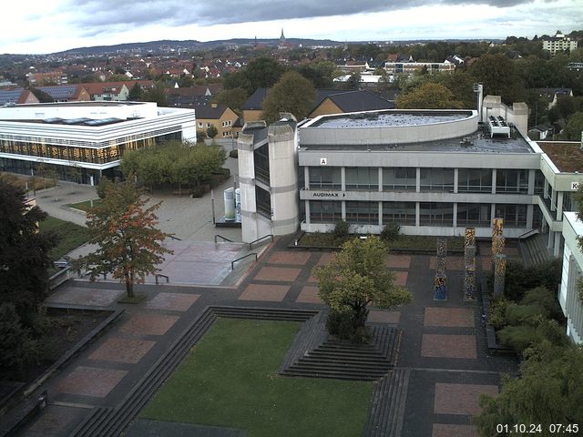 Foto der Webcam: Verwaltungsgebäude, Innenhof mit Audimax, Hörsaal-Gebäude 1