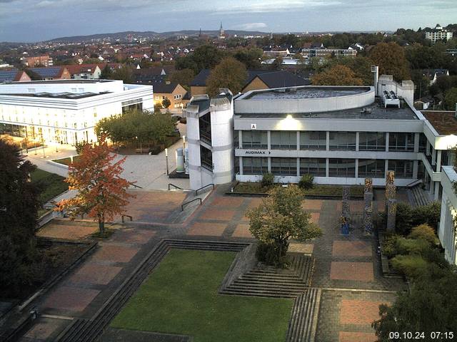 Foto der Webcam: Verwaltungsgebäude, Innenhof mit Audimax, Hörsaal-Gebäude 1