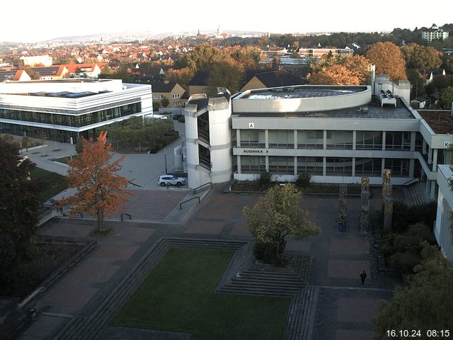 Foto der Webcam: Verwaltungsgebäude, Innenhof mit Audimax, Hörsaal-Gebäude 1