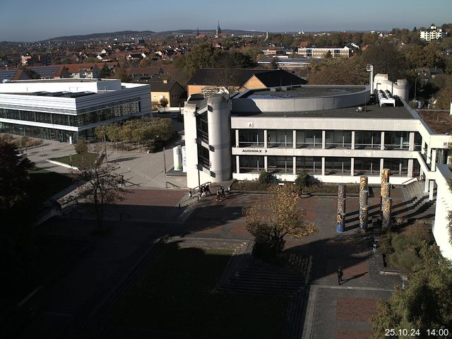 Foto der Webcam: Verwaltungsgebäude, Innenhof mit Audimax, Hörsaal-Gebäude 1