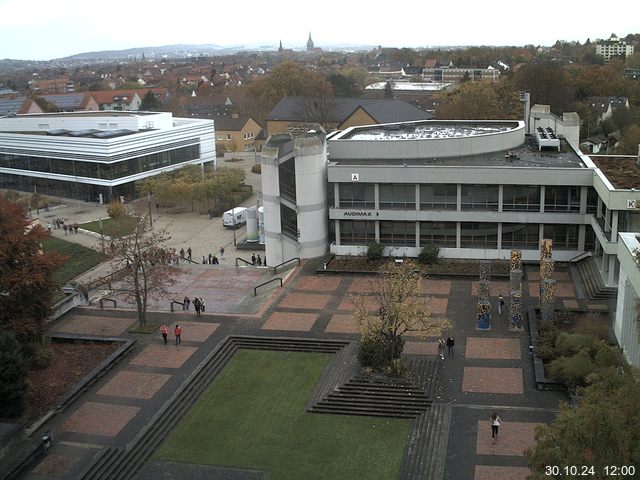 Foto der Webcam: Verwaltungsgebäude, Innenhof mit Audimax, Hörsaal-Gebäude 1