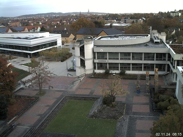 Foto der Webcam: Verwaltungsgebäude, Innenhof mit Audimax, Hörsaal-Gebäude 1