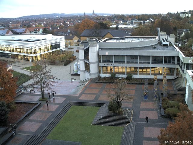 Foto der Webcam: Verwaltungsgebäude, Innenhof mit Audimax, Hörsaal-Gebäude 1