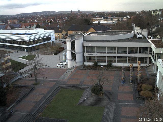 Foto der Webcam: Verwaltungsgeb&auml;ude, Innenhof mit Audimax, H&ouml;rsaal-Geb&auml;ude 1