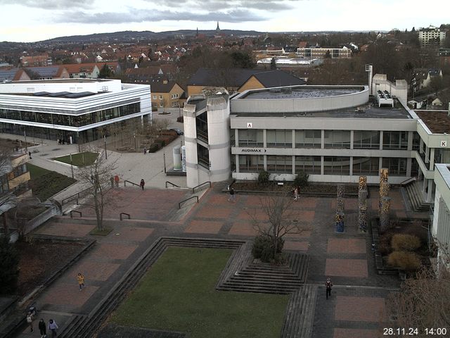 Foto der Webcam: Verwaltungsgebäude, Innenhof mit Audimax, Hörsaal-Gebäude 1