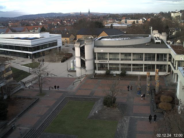 Foto der Webcam: Verwaltungsgebäude, Innenhof mit Audimax, Hörsaal-Gebäude 1