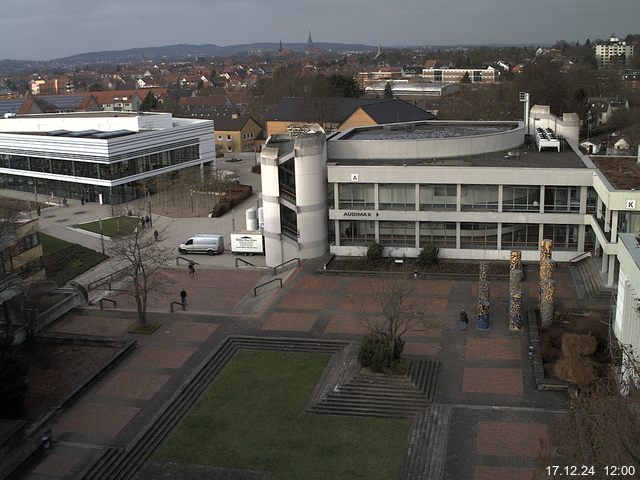 Foto der Webcam: Verwaltungsgebäude, Innenhof mit Audimax, Hörsaal-Gebäude 1