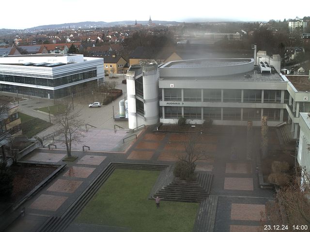 Foto der Webcam: Verwaltungsgebäude, Innenhof mit Audimax, Hörsaal-Gebäude 1