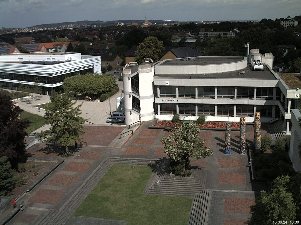 Foto der Webcam: Verwaltungsgeb&auml;ude, Innenhof mit Audimax, H&ouml;rsaal-Geb&auml;ude 1