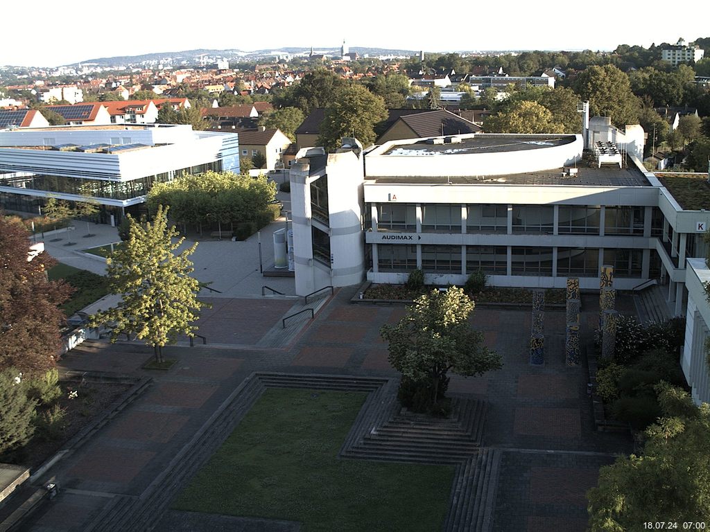 Foto der Webcam: Verwaltungsgeb&auml;ude, Innenhof mit Audimax, H&ouml;rsaal-Geb&auml;ude 1