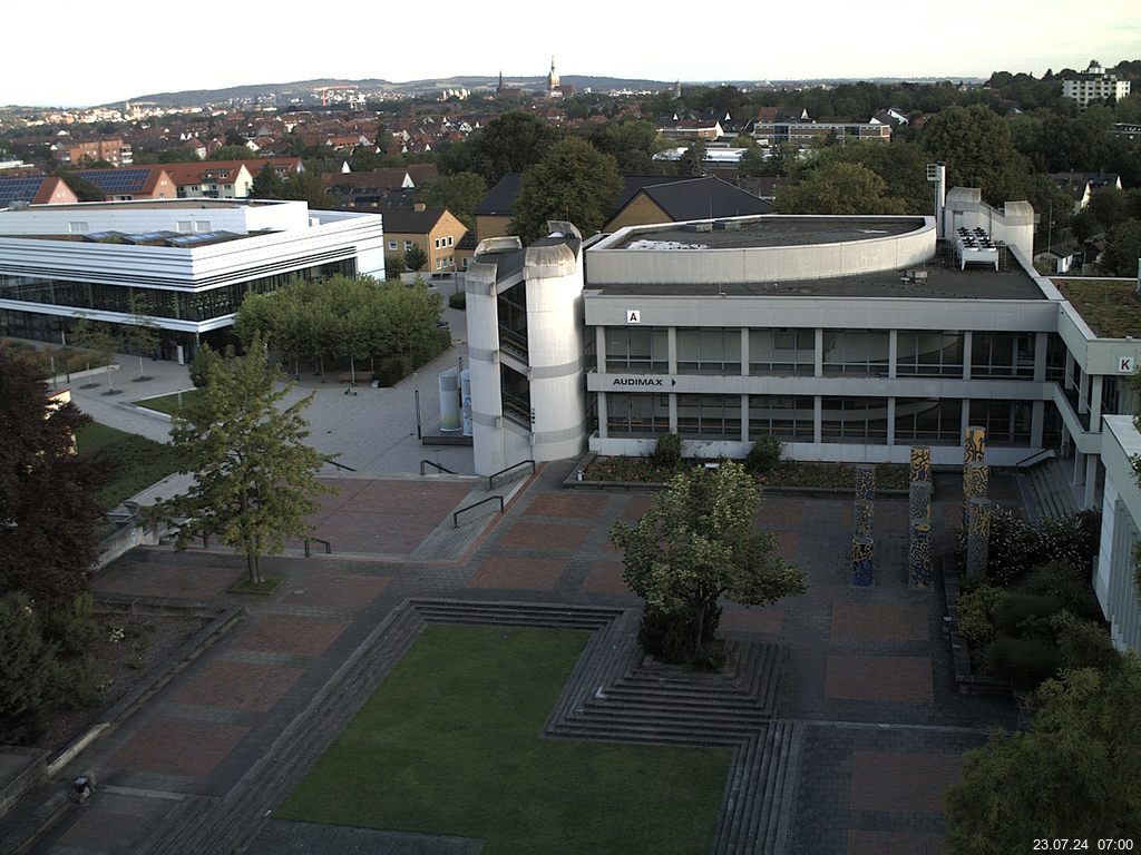 Foto der Webcam: Verwaltungsgeb&auml;ude, Innenhof mit Audimax, H&ouml;rsaal-Geb&auml;ude 1