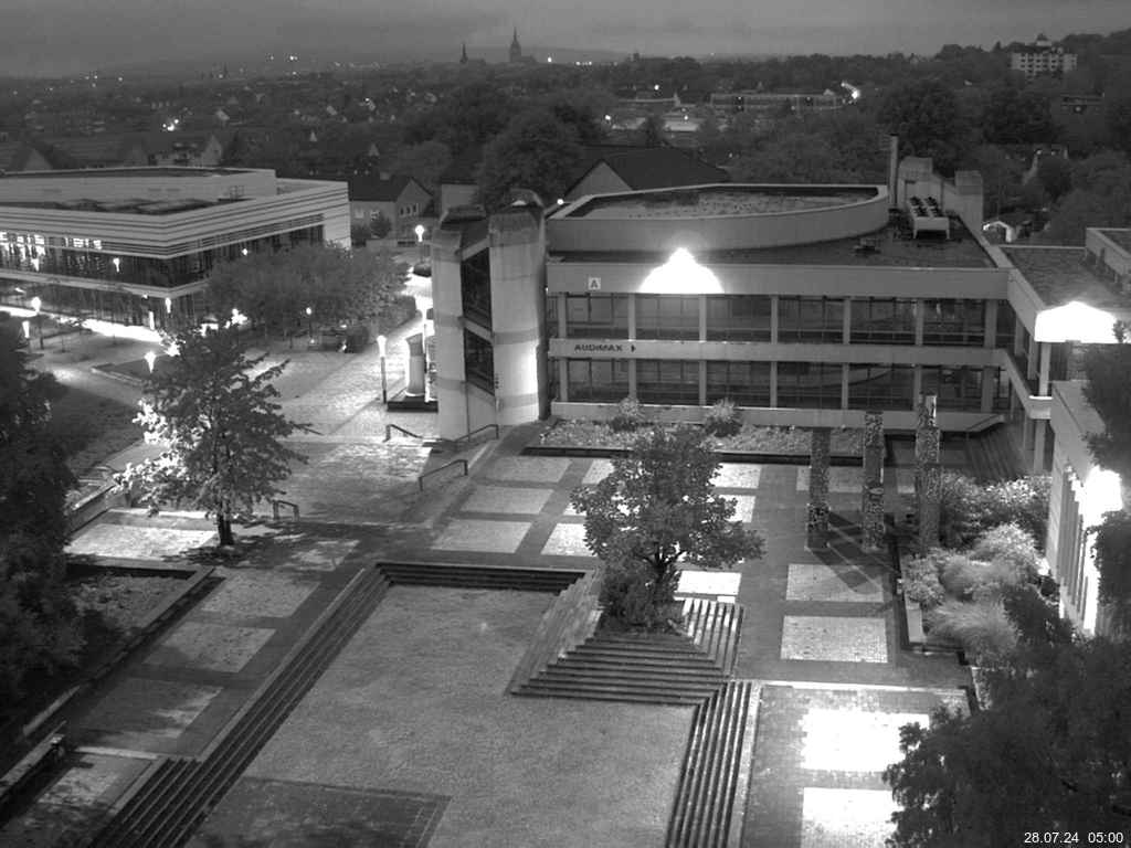 Foto der Webcam: Verwaltungsgebäude, Innenhof mit Audimax, Hörsaal-Gebäude 1