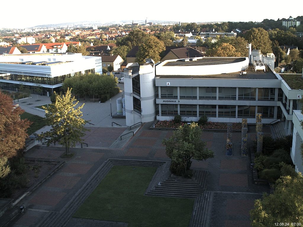 Foto der Webcam: Verwaltungsgeb&auml;ude, Innenhof mit Audimax, H&ouml;rsaal-Geb&auml;ude 1