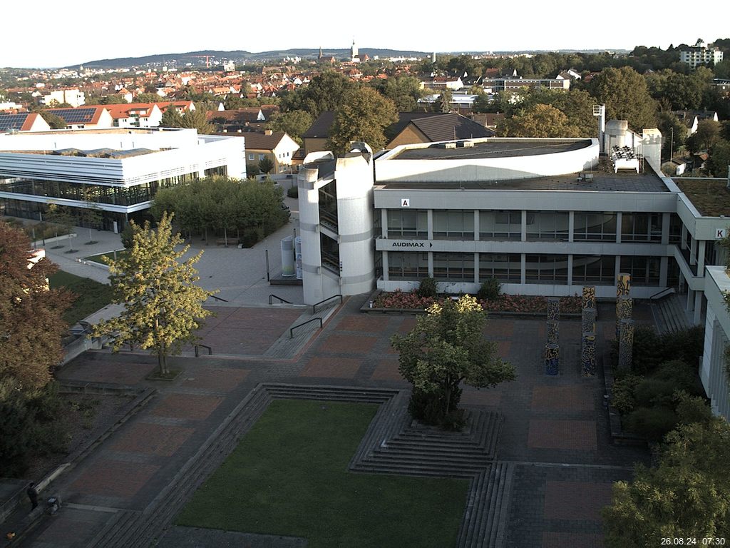 Foto der Webcam: Verwaltungsgeb&auml;ude, Innenhof mit Audimax, H&ouml;rsaal-Geb&auml;ude 1