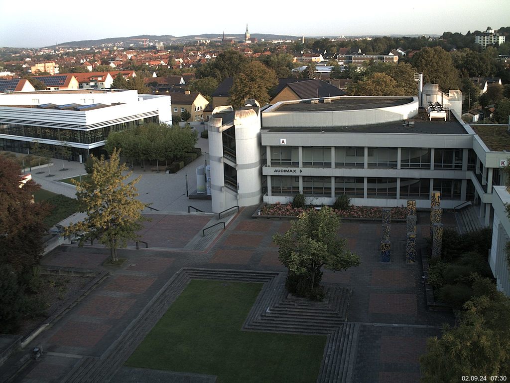 Foto der Webcam: Verwaltungsgeb&auml;ude, Innenhof mit Audimax, H&ouml;rsaal-Geb&auml;ude 1