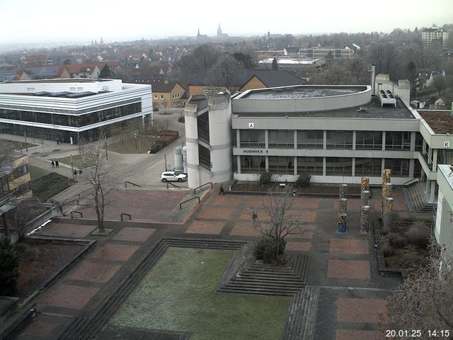 Foto der Webcam: Verwaltungsgebäude, Innenhof mit Audimax, Hörsaal-Gebäude 1