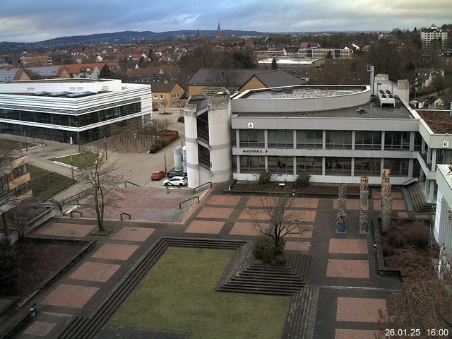 Foto der Webcam: Verwaltungsgeb&auml;ude, Innenhof mit Audimax, H&ouml;rsaal-Geb&auml;ude 1