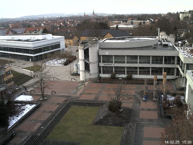 Foto der Webcam: Verwaltungsgeb&auml;ude, Innenhof mit Audimax, H&ouml;rsaal-Geb&auml;ude 1