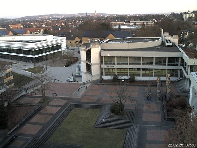 Foto der Webcam: Verwaltungsgeb&auml;ude, Innenhof mit Audimax, H&ouml;rsaal-Geb&auml;ude 1