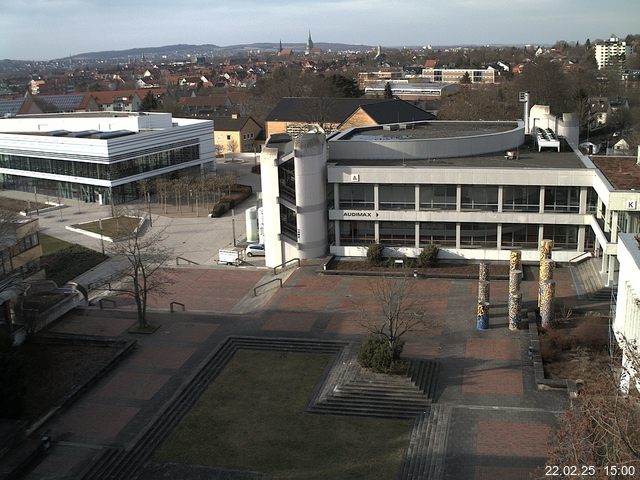 Foto der Webcam: Verwaltungsgeb&auml;ude, Innenhof mit Audimax, H&ouml;rsaal-Geb&auml;ude 1