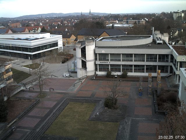 Foto der Webcam: Verwaltungsgeb&auml;ude, Innenhof mit Audimax, H&ouml;rsaal-Geb&auml;ude 1
