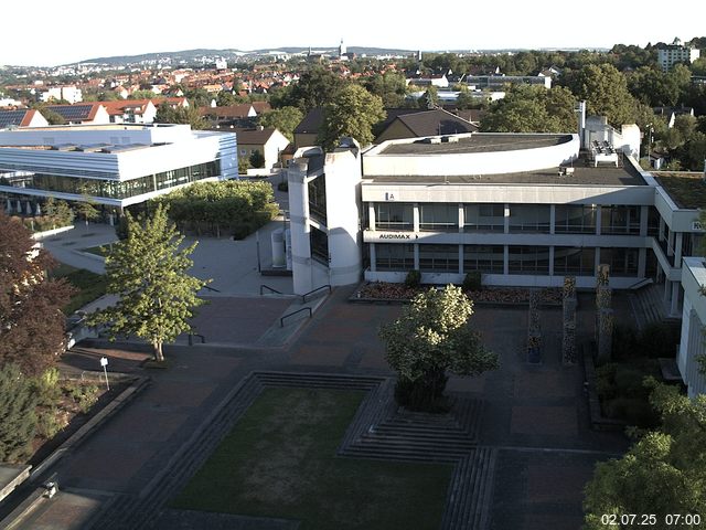 Foto der Webcam: Verwaltungsgeb&auml;ude, Innenhof mit Audimax, H&ouml;rsaal-Geb&auml;ude 1