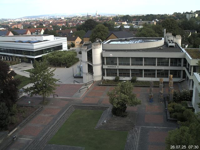 Foto der Webcam: Verwaltungsgeb&auml;ude, Innenhof mit Audimax, H&ouml;rsaal-Geb&auml;ude 1