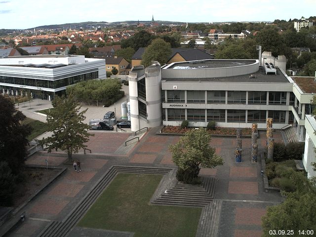 Foto der Webcam: Verwaltungsgeb&auml;ude, Innenhof mit Audimax, H&ouml;rsaal-Geb&auml;ude 1