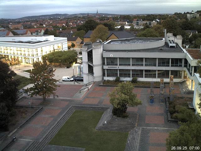 Foto der Webcam: Verwaltungsgeb&auml;ude, Innenhof mit Audimax, H&ouml;rsaal-Geb&auml;ude 1
