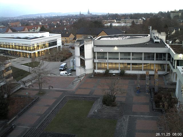 Foto der Webcam: Verwaltungsgeb&auml;ude, Innenhof mit Audimax, H&ouml;rsaal-Geb&auml;ude 1