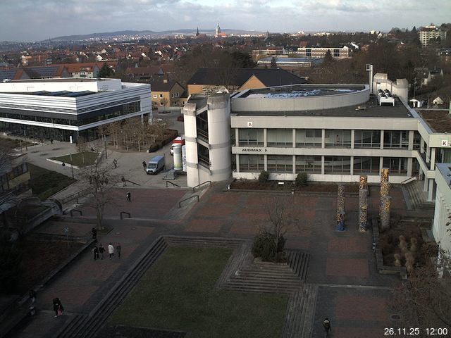 Foto der Webcam: Verwaltungsgeb&auml;ude, Innenhof mit Audimax, H&ouml;rsaal-Geb&auml;ude 1