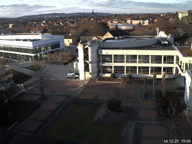 Foto der Webcam: Verwaltungsgeb&auml;ude, Innenhof mit Audimax, H&ouml;rsaal-Geb&auml;ude 1