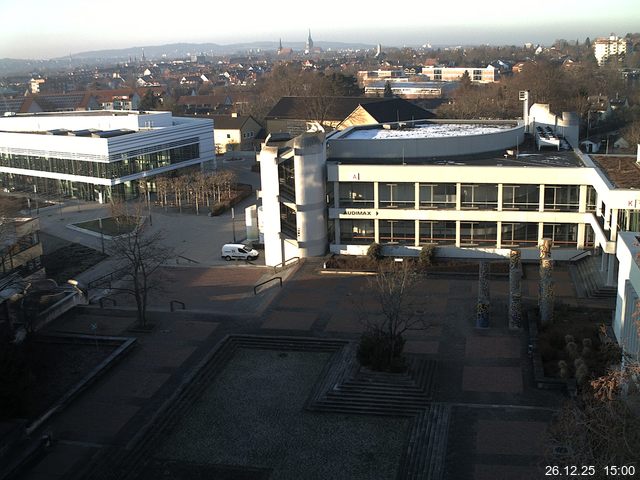Foto der Webcam: Verwaltungsgeb&auml;ude, Innenhof mit Audimax, H&ouml;rsaal-Geb&auml;ude 1