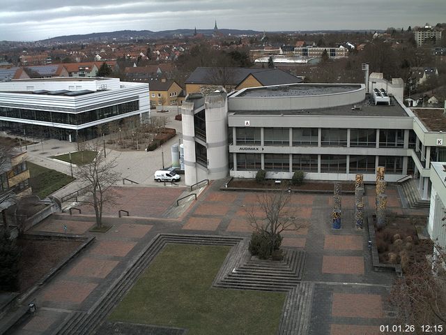 Foto der Webcam: Verwaltungsgeb&auml;ude, Innenhof mit Audimax, H&ouml;rsaal-Geb&auml;ude 1