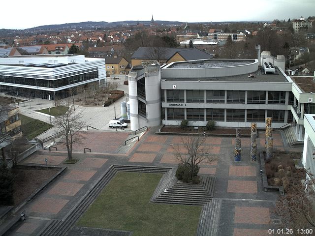 Foto der Webcam: Verwaltungsgeb&auml;ude, Innenhof mit Audimax, H&ouml;rsaal-Geb&auml;ude 1