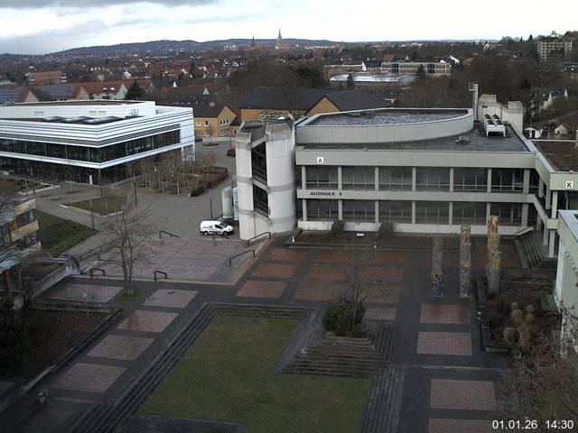 Foto der Webcam: Verwaltungsgeb&auml;ude, Innenhof mit Audimax, H&ouml;rsaal-Geb&auml;ude 1