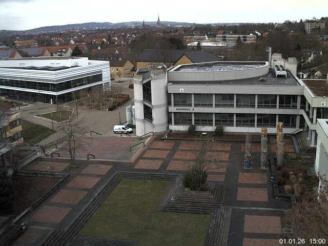 Foto der Webcam: Verwaltungsgeb&auml;ude, Innenhof mit Audimax, H&ouml;rsaal-Geb&auml;ude 1