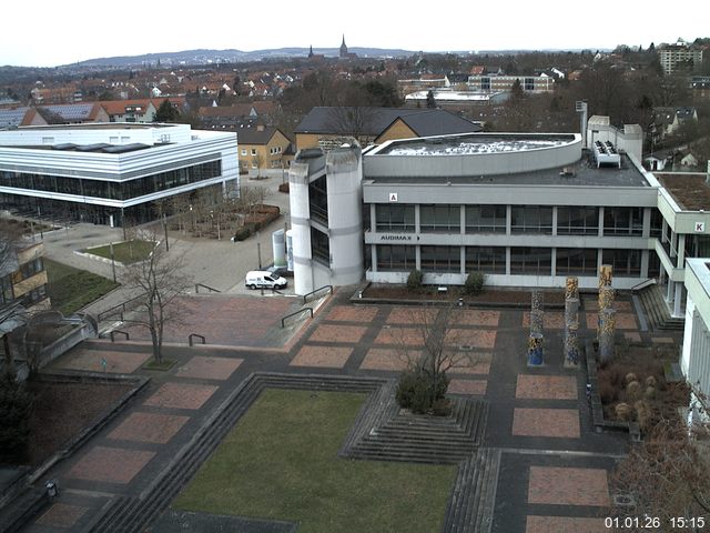 Foto der Webcam: Verwaltungsgeb&auml;ude, Innenhof mit Audimax, H&ouml;rsaal-Geb&auml;ude 1