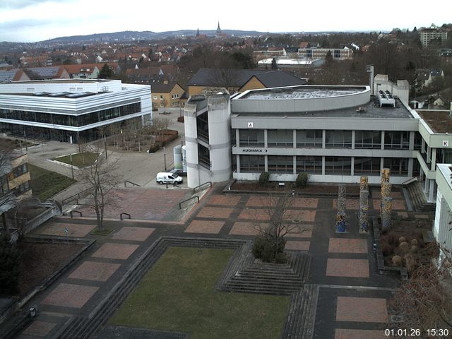 Foto der Webcam: Verwaltungsgeb&auml;ude, Innenhof mit Audimax, H&ouml;rsaal-Geb&auml;ude 1