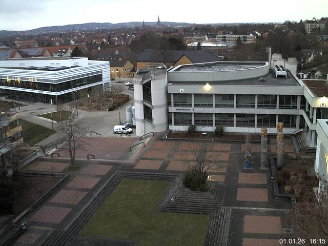 Foto der Webcam: Verwaltungsgeb&auml;ude, Innenhof mit Audimax, H&ouml;rsaal-Geb&auml;ude 1