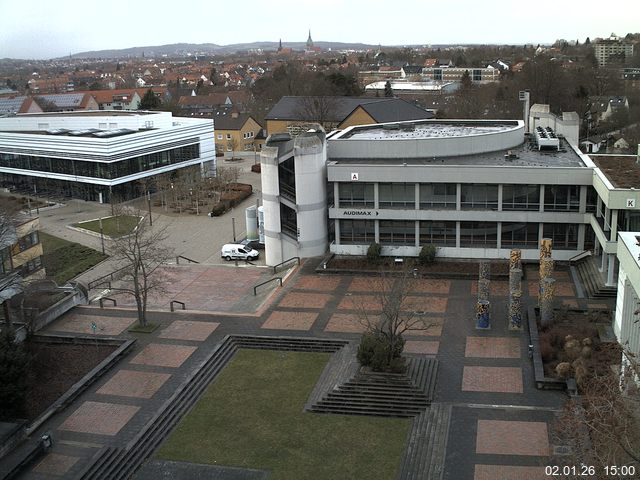 Foto der Webcam: Verwaltungsgeb&auml;ude, Innenhof mit Audimax, H&ouml;rsaal-Geb&auml;ude 1