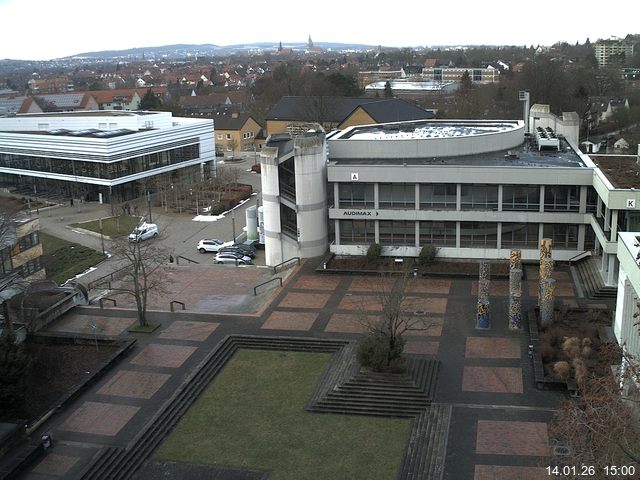 Foto der Webcam: Verwaltungsgeb&auml;ude, Innenhof mit Audimax, H&ouml;rsaal-Geb&auml;ude 1