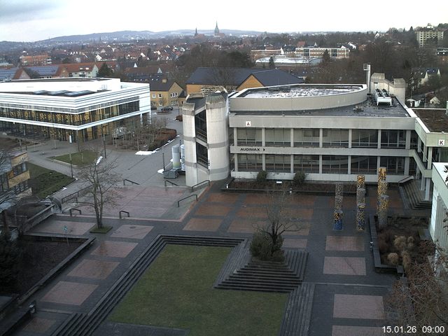 Foto der Webcam: Verwaltungsgeb&auml;ude, Innenhof mit Audimax, H&ouml;rsaal-Geb&auml;ude 1