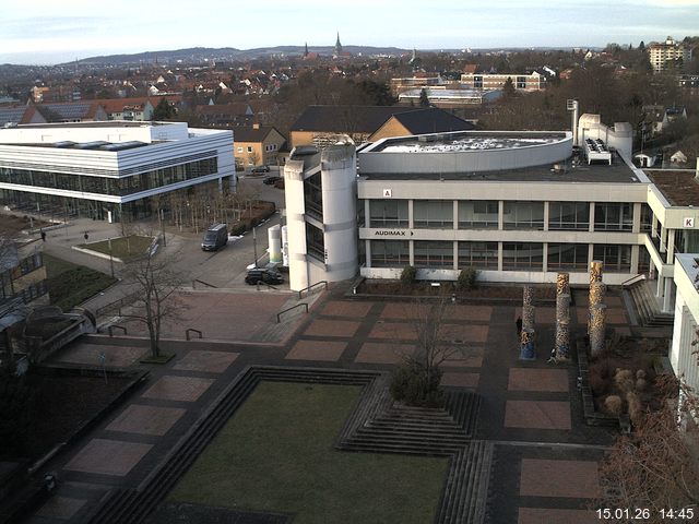 Foto der Webcam: Verwaltungsgeb&auml;ude, Innenhof mit Audimax, H&ouml;rsaal-Geb&auml;ude 1