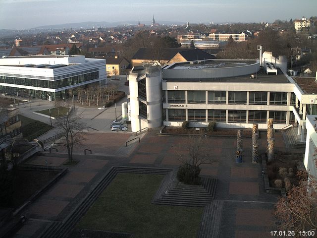 Foto der Webcam: Verwaltungsgeb&auml;ude, Innenhof mit Audimax, H&ouml;rsaal-Geb&auml;ude 1