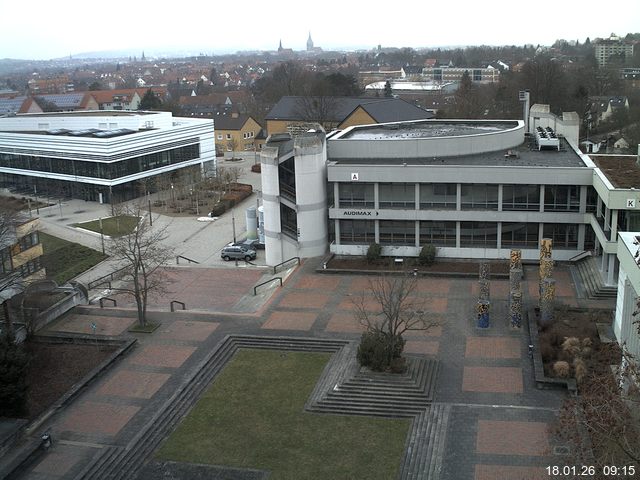 Foto der Webcam: Verwaltungsgeb&auml;ude, Innenhof mit Audimax, H&ouml;rsaal-Geb&auml;ude 1