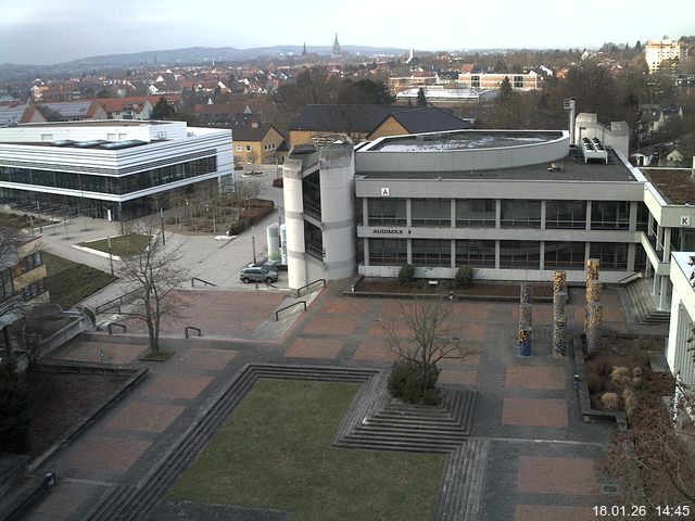 Foto der Webcam: Verwaltungsgeb&auml;ude, Innenhof mit Audimax, H&ouml;rsaal-Geb&auml;ude 1